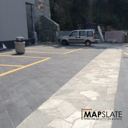 Dallage en pierre naturelle - BLACK - MAP Slate Srl - en ardoise / d'extérieur / pour parking