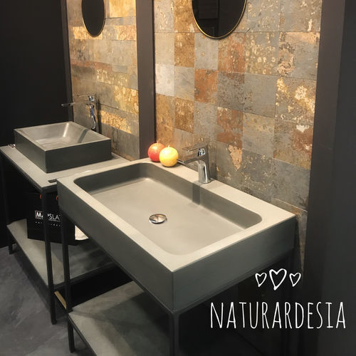 Vasque suspendue - MAYA - BLACK SLATE - MAP Slate Srl - en pierre naturelle / sur mesure / rectangulaire
