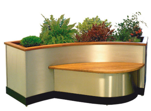 Banc public contemporain - OLEA - Design espaces - en métal / avec jardinière intégrée