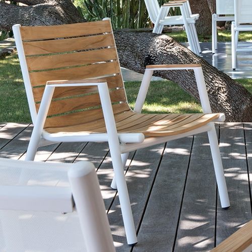 Chaise de restaurant contemporaine - PILOTIS - VLAEMYNCK - d'intérieur / en Batyline® / en teck