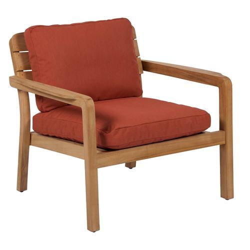 Fauteuil contemporain - LODGE - VLAEMYNCK - en tissu / en teck / à coussins