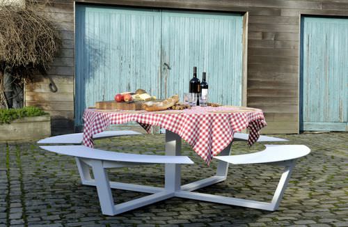 Table de pique-nique contemporaine - LA GRANDE RONDE - Cassecroute - en acier / en aluminium / ronde
