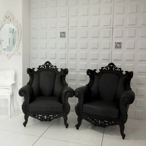 Fauteuil visiteur de style Louis XIV - LOUIS - SIXINCH Furniture - Design - Foamcoating - en tissu / en mousse haute densité / gris