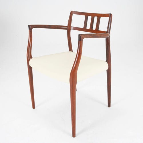 Chaise de salle à manger design scandinave - 1966-69 CARVER - paere dansk - d'intérieur / en cuir / avec piètement en bois de rose
