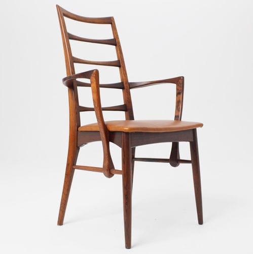 Chaise de salle à manger design scandinave - 1964-69 CARVER - paere dansk - d'intérieur / en cuir / avec piètement en bois de rose