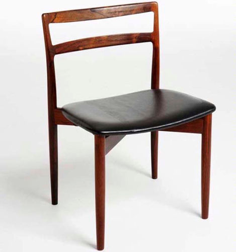 Chaise design scandinave - 1960-69 - paere dansk - d'intérieur / en cuir / avec piètement en bois de rose