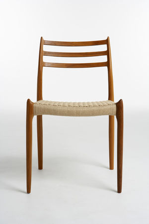Chaise design scandinave - 1962 - paere dansk - d'intérieur / en chêne / en cuir