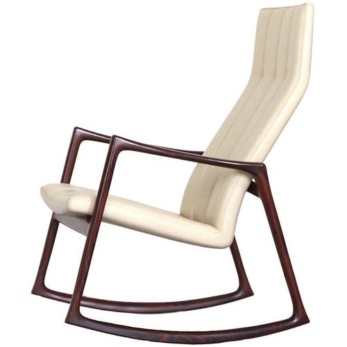 Fauteuil design scandinave - 1961 - paere dansk - en cuir / en noyer / en wengé