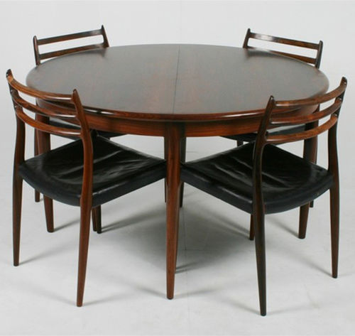 Table à manger design scandinave - 1957-69 - paere dansk - en bois de rose / ronde / ovale