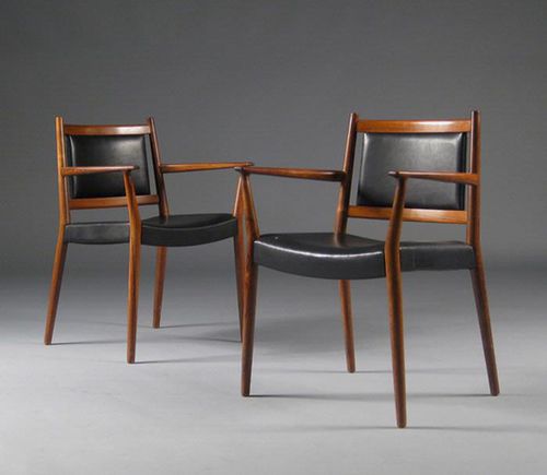 Chaise de salle à manger design scandinave - 1960-69 - paere dansk - d'intérieur / en cuir / en bois