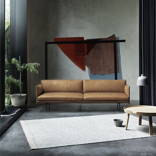 Canapé design scandinave - OUTLINE - Muuto - en cuir / marron / 2 places