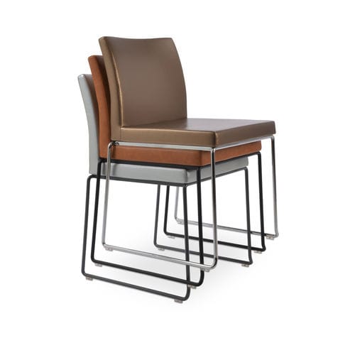 Chaise de restaurant contemporaine - ARIA - sohoConcept - en tissu / en cuir / avec piètement en acier inoxydable