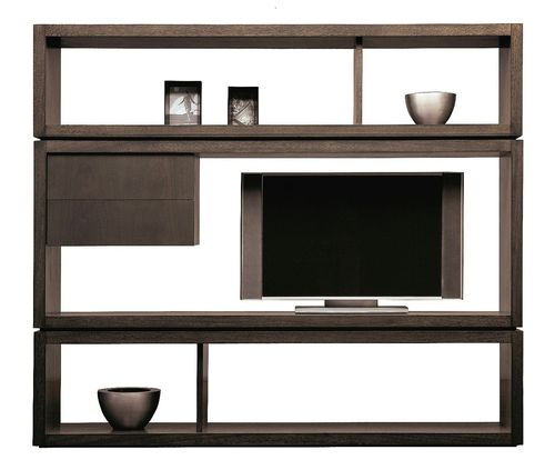 Ensemble TV mural contemporain - T-745AT7442 - ArtesMoble - en noyer / en hêtre / modulable
