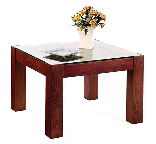 Table basse contemporaine - T-627 - ArtesMoble - en verre / avec piètement en hêtre / carrée