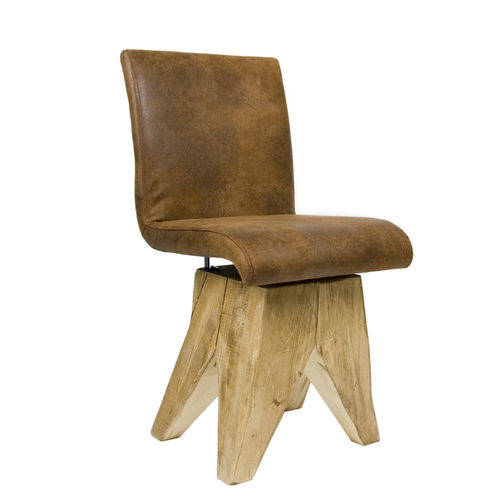 Chaise rustique - FST0040 - Gie El - d'intérieur / en bois massif / en cuir