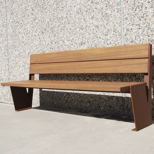 Banc public contemporain - MC - FREPAT URBAN EQUIPMENT - en bois / en acier / en acier peint