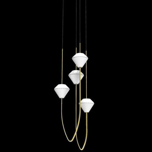 Lustre contemporain - TOUPIES - Octavio Amado - en laiton / en porcelaine / en porcelaine de Limoges