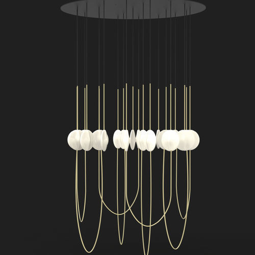 Lustre contemporain - MANÈGE - Octavio Amado - en laiton / en porcelaine de Limoges / professionnel