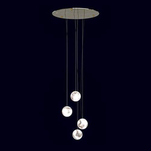 Lustre contemporain - LUNE  - Octavio Amado - en laiton / en albâtre / 4 ampoules