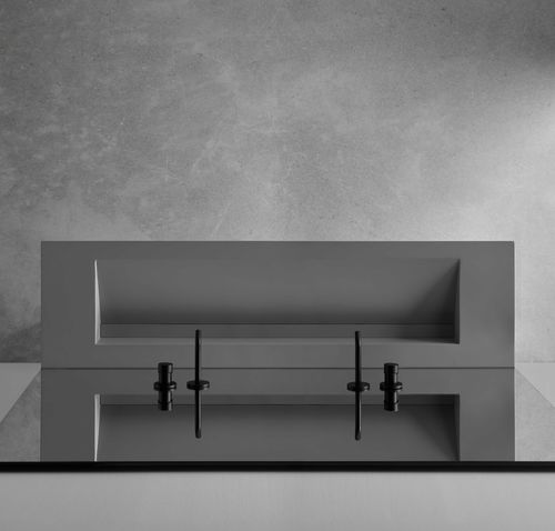 Plan vasque en résine - Cosmo - RESIGRES - sur mesure / avec porte-serviettes intégré