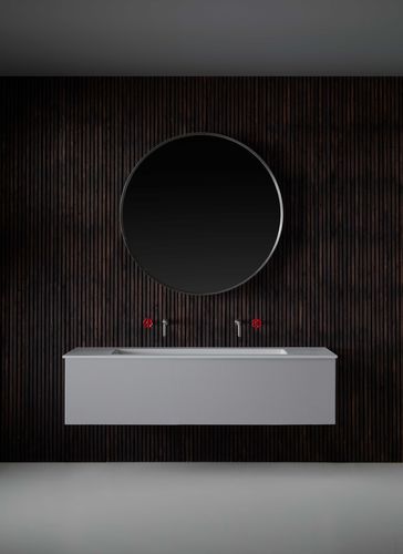 Plan vasque en Corian® - Hydra - RESIGRES - en résine / sur mesure / avec porte-serviettes intégré