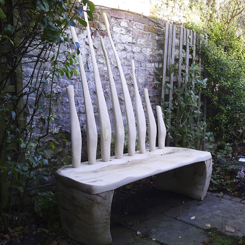 Banc public design original - TWILL - Chaircreative - en bois / avec dossier