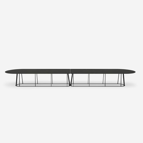 Table contemporaine - Plat-O Flat-Oval 20 - HALDANE - en pierre frittée / en Dekton® / avec piètement en acier inoxydable