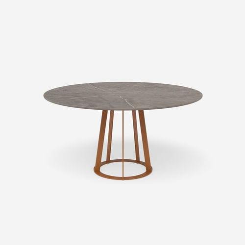 Table à manger contemporaine - Plat-O Round 6 - HALDANE - en Dekton® / avec piètement en acier inoxydable / ronde