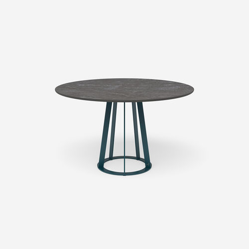 Table à manger contemporaine - Plat-O Round 5 - HALDANE - en Dekton® / avec piètement en acier inoxydable / ronde