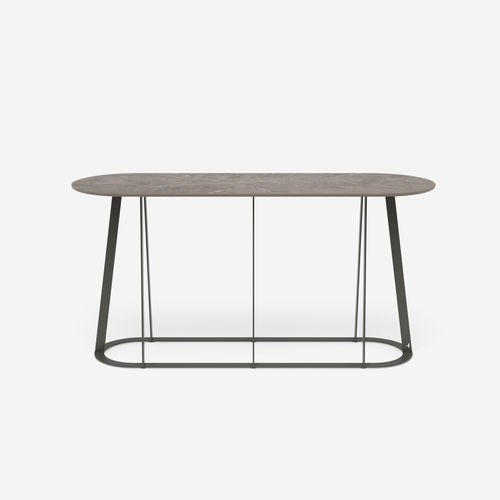 Console contemporaine - Plat-O Server Medium - HALDANE - en Dekton® / avec piètement en acier inoxydable / ovale