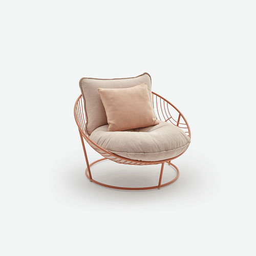 Fauteuil contemporain - Papa Sun - HALDANE - en tissu / en acier inoxydable / rond