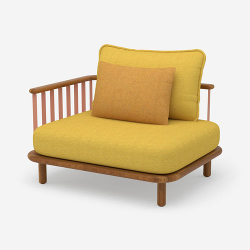 Fauteuil contemporain - Swartberg  - HALDANE - en tissu / en acier inoxydable / en iroko