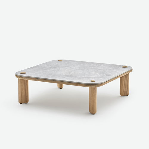 Table basse contemporaine - KNOPPIE SMALL - HALDANE - en Dekton® / avec piètement en iroko / carrée