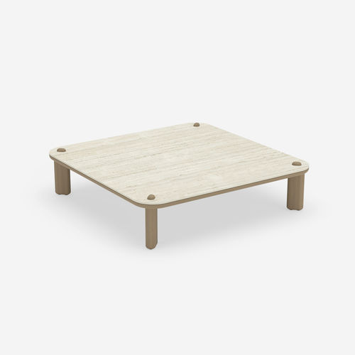 Table basse contemporaine - KNOPPIE LARGE - HALDANE - en Dekton® / avec piètement en iroko / carrée