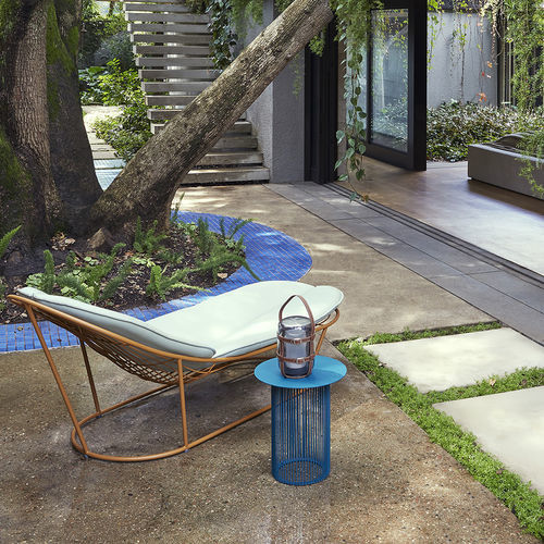 Table d'appoint contemporaine - Cha Cha 500 - HALDANE - en aluminium / avec piètement en acier inoxydable / ronde