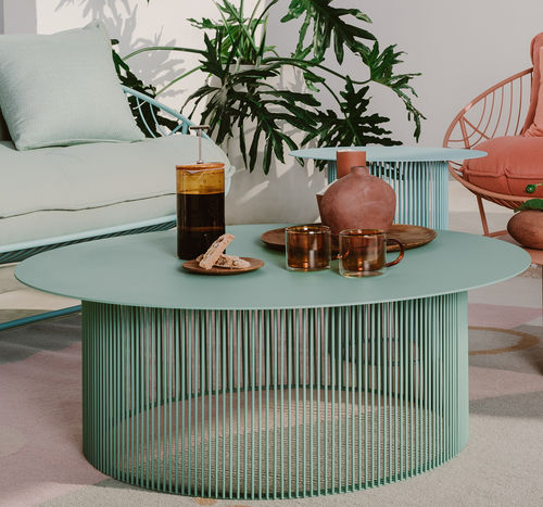 Table basse contemporaine - Cha Cha 1000 - HALDANE - en aluminium / avec piètement en acier inoxydable / ronde