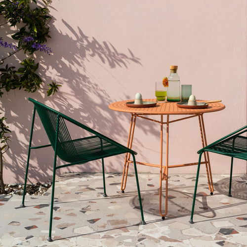 Table contemporaine - Polka Café 3 - HALDANE - en acier / avec piètement en métal peint / ronde