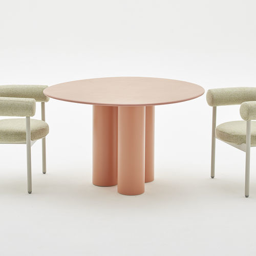 Table à manger contemporaine - Dombolo 4 - HALDANE - en Dekton® / avec piètement en acier inoxydable laqué / ronde