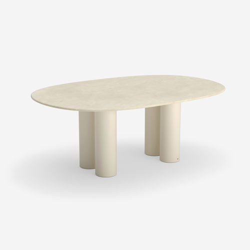 Table à manger contemporaine - Dombolo 6 - HALDANE - en Dekton® / avec piètement en acier inoxydable laqué / ovale