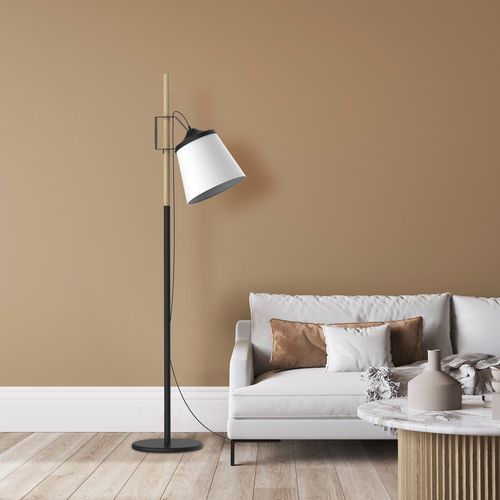 Lampe sur pied - WOODY LS - Aluminor - en métal peint / en tissu / bois