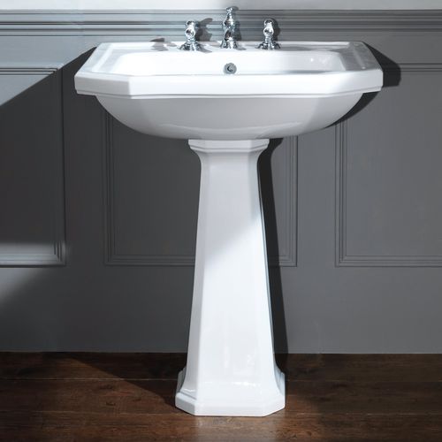 Vasque sur pied - 240.09701.WH & 240.09620.WH + 240.09620.WH - Aqua Prestige - en porcelaine / rectangulaire / 1 trou