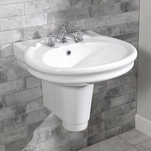 Vasque suspendue - 240.12601 & 240.12625 - Aqua Prestige - en porcelaine / avec mitigeur / ovale
