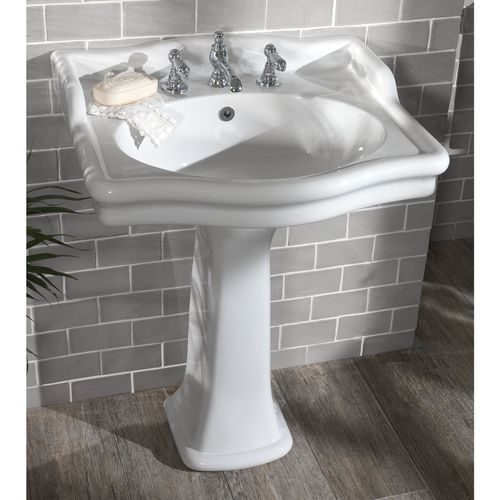 Vasque sur pied - LOXLEY AVEC DOSSERET - Aqua Prestige - en porcelaine / 3 trous / sans trop-plein
