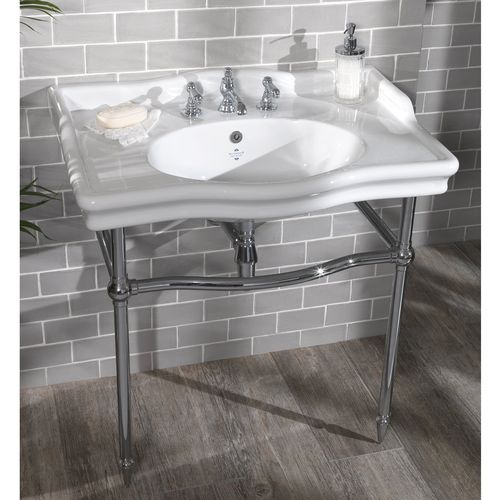 Vasque sur pied - LOXLEY - Aqua Prestige - en porcelaine / en laiton / 1 trou