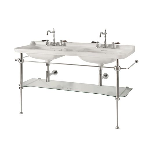 Vasque sur pied - WALDORF - Aqua Prestige - en porcelaine / double / rectangulaire
