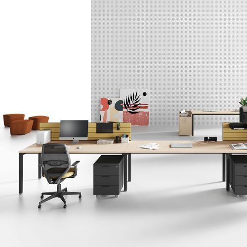 Bureau pour open space - OXI - Las Mobili - sur pied / pour 2 personnes / multiplace