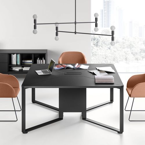 Table de réunion contemporaine - I-MEET - Las Mobili - en bois / avec piètement en métal / en forme de U