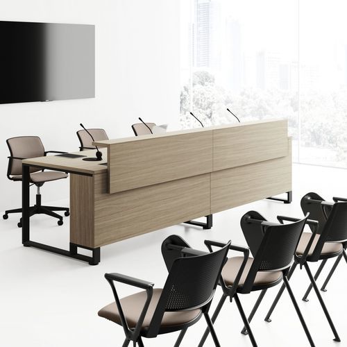 Table de conférence contemporaine - I-MEET - Las Mobili - en bois / avec piètement en métal / rectangulaire
