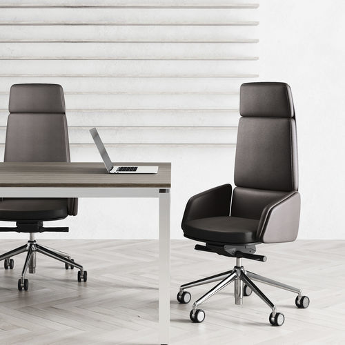 Fauteuil de direction contemporain - LEAD - Las Mobili - en cuir / en métal / tapissé