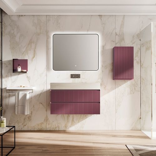 Meuble vasque suspendu - 03 - Mi baño - en acier / en pierre / contemporain
